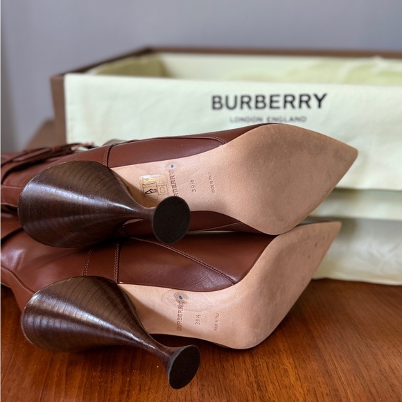 Burberry Boots Heeled Women Leather Tan Hadfield Size 39.5 /US 9.5 $1090 - Picture 7 of 15